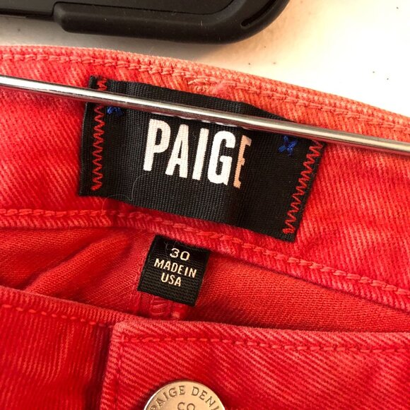 Paige Red Distressed Hoxton Ankle Skinny Jeans Size 30 - Picture 6 of 7